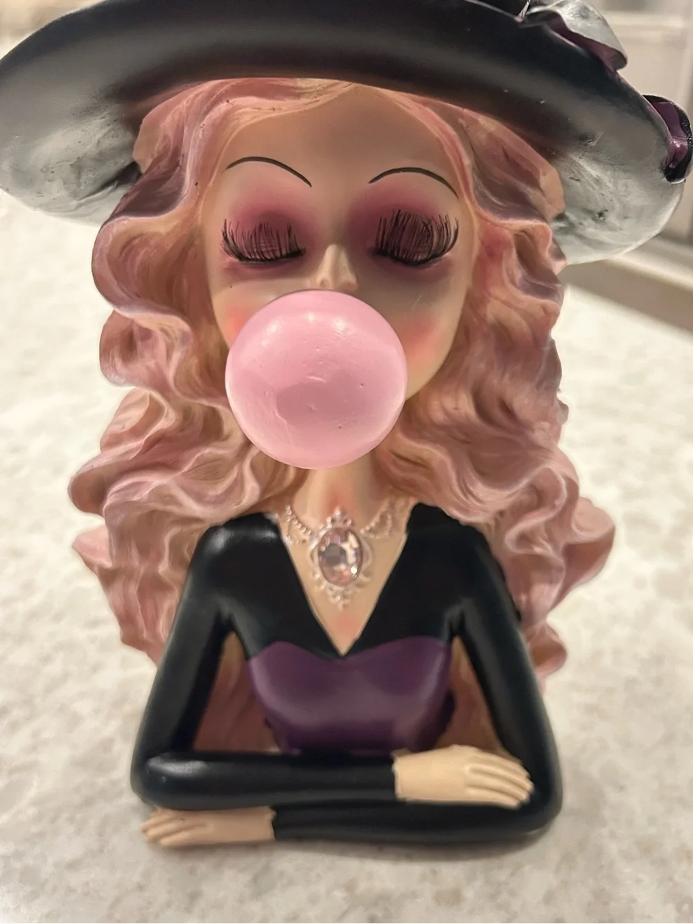 “New” Pink Bubble Witch Figurine - Decorative Halloween Party Accent